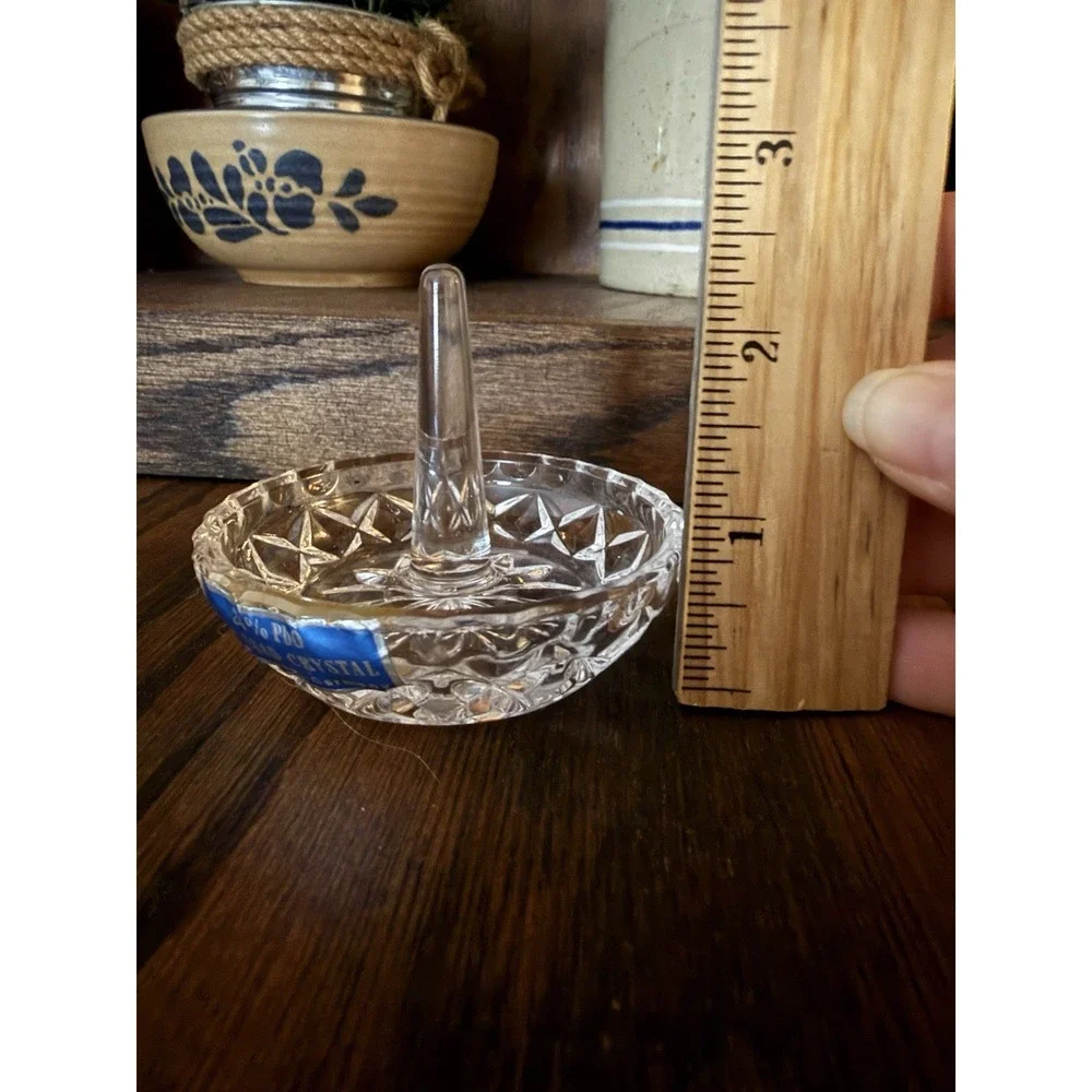 Vintage Crystal Ring Holder Dish Clear Hand-Cut Glass Made in Germany Vanity